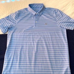 Vineyard Vines Performance Polo! Excellent condition. Blue / White stripes. L